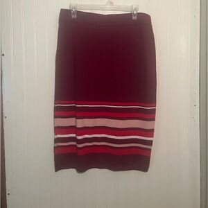 Liz Claiborne Red and White Pencil Skirt Knee-Length Resort Wear